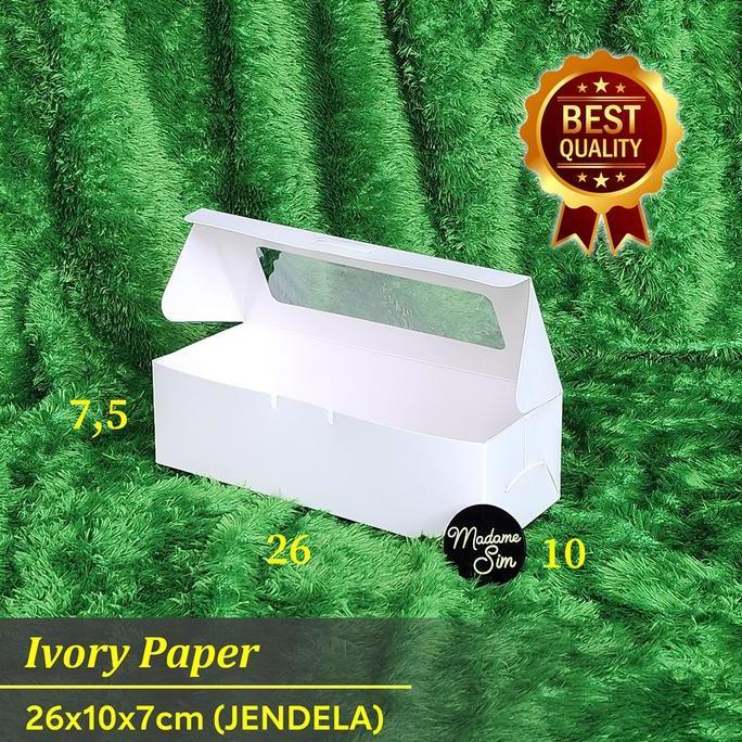 Ver- Box Ivory - Kotak Bolu - Dus Cake - Kardus Roll Tart 26X10X7 (Jendela)