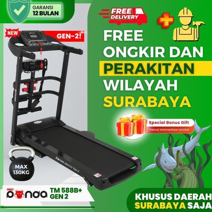 Free Ongkir + Rakit Surabaya Sekitar - Treadmill Listrik RedPanda 588
