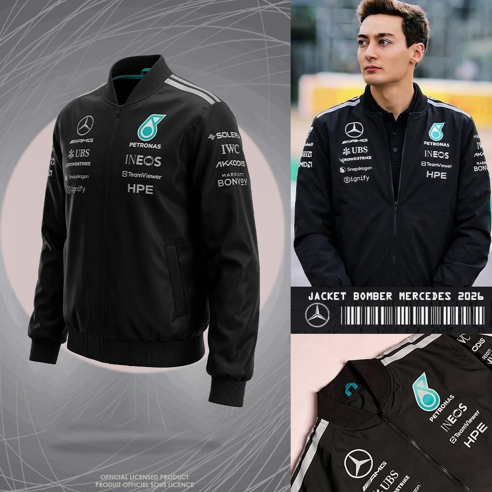Jacket Parasut Mercedes Amg F1 2026 Hitam | Jaket Bomber Pria Keren Terbaru