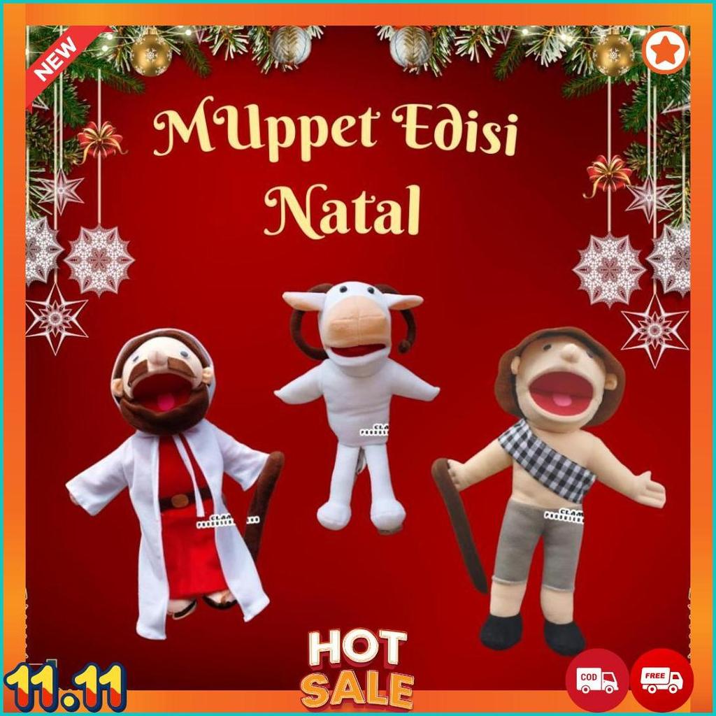 Boneka Muppet Yesus Edisi Natal Boneka Cablak Ventriloquist Puppet Yesus & Pengembala & Domba [J6]