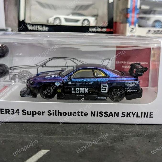 DIECAST CM MODEL NISSAN SKYLINE LB ER34 R34 R34 BLUE BLACK SEGEL AG27