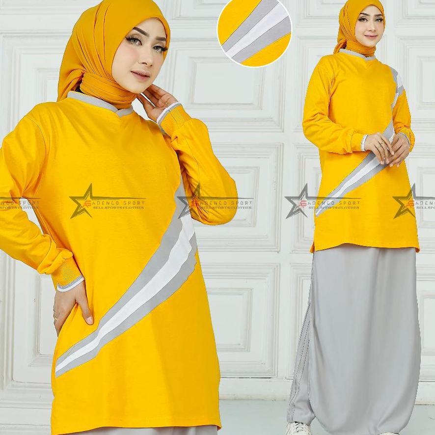 Baju Olahraga Senam Tunik Syar'I Sport Set Rok Celana (Rocela) / Stelan Kaos Olahraga Senam Muslimah