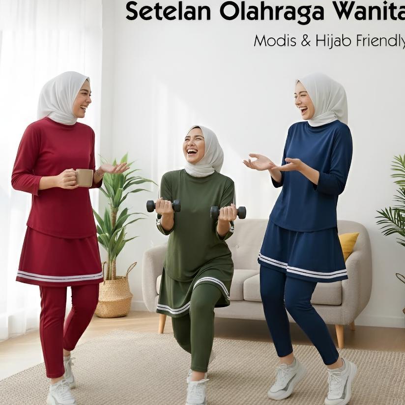 Satu Set Baju Celana Rok Olahraga Wanita Jersey