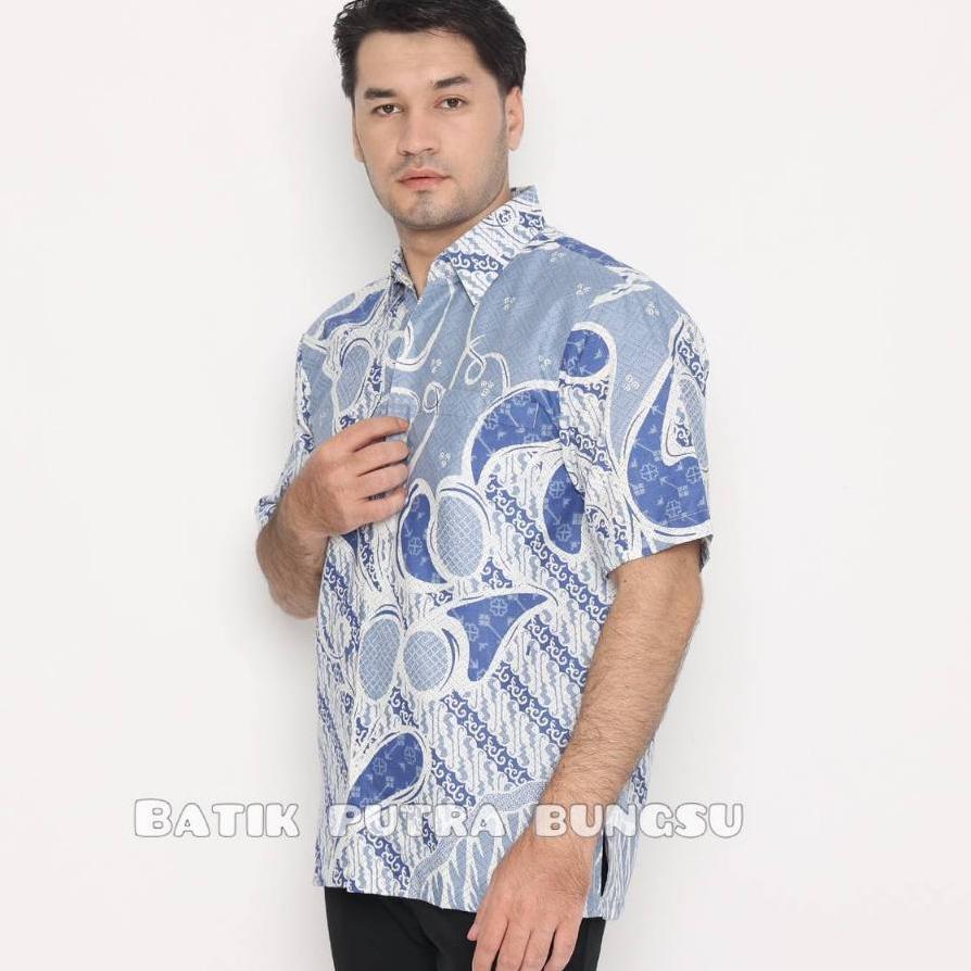 [Full Furing] Antasena Biru Kemeja Batik Pria Lengan Pendek Premium Batik Pria Anak Muda Katun Halus