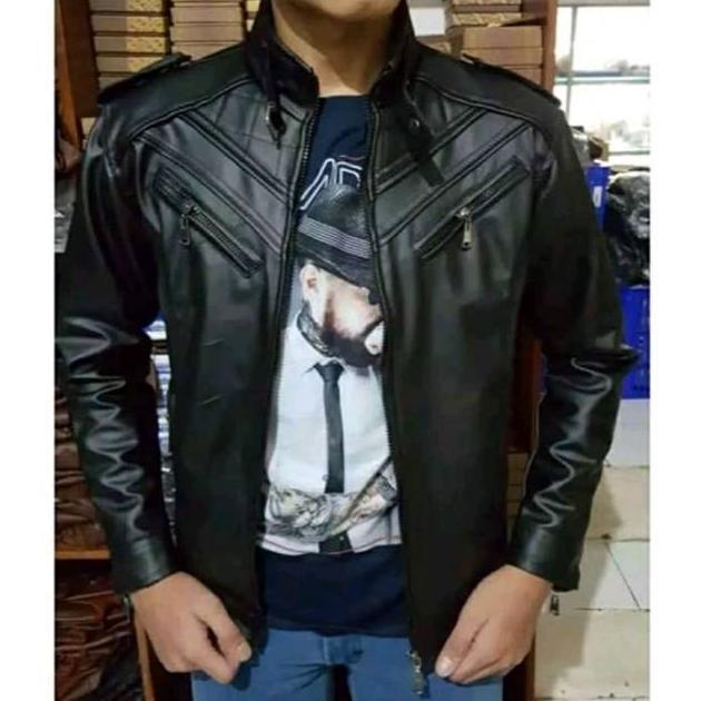 HOT DEALS Jaket kulit pria slimpit casual kain keren distro  leather  lembut nyaman waterproof  outd