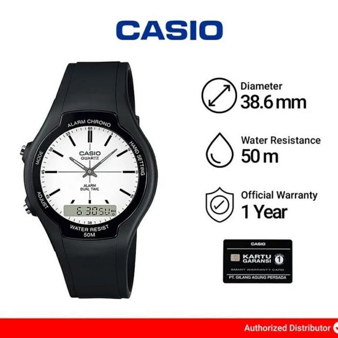 Ready Jam Tangan Pria Casio AW-90H-7E Digital Analog
