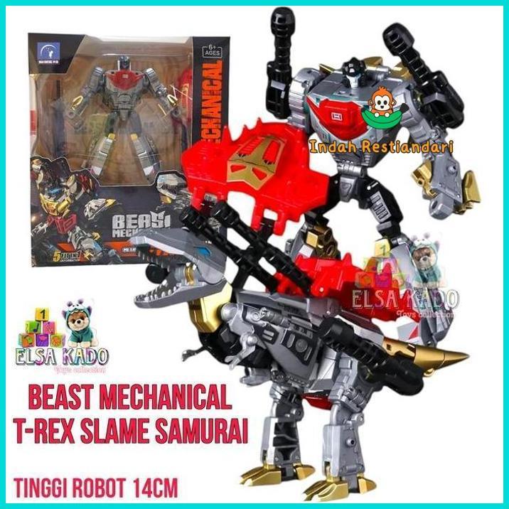 Dinobot Transformers Beast Mechanical Dinosaurus Trex Slam Samurai Mainan Robot Figure Deformation