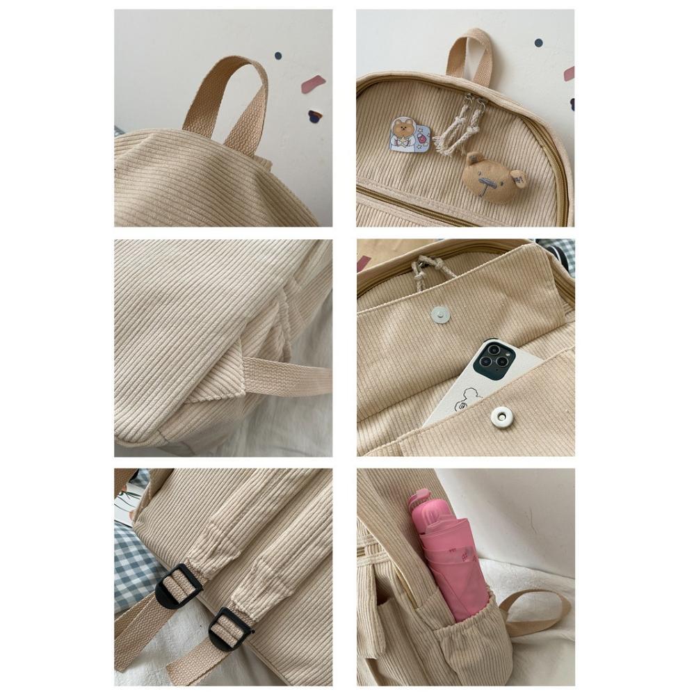 HOT PRODUCT KINOKIMI - RANSEL WANITA CANTIK - RANSEL SEKOLAH - RANSEL CORDUROY - BACKPACK ANAK - TAS