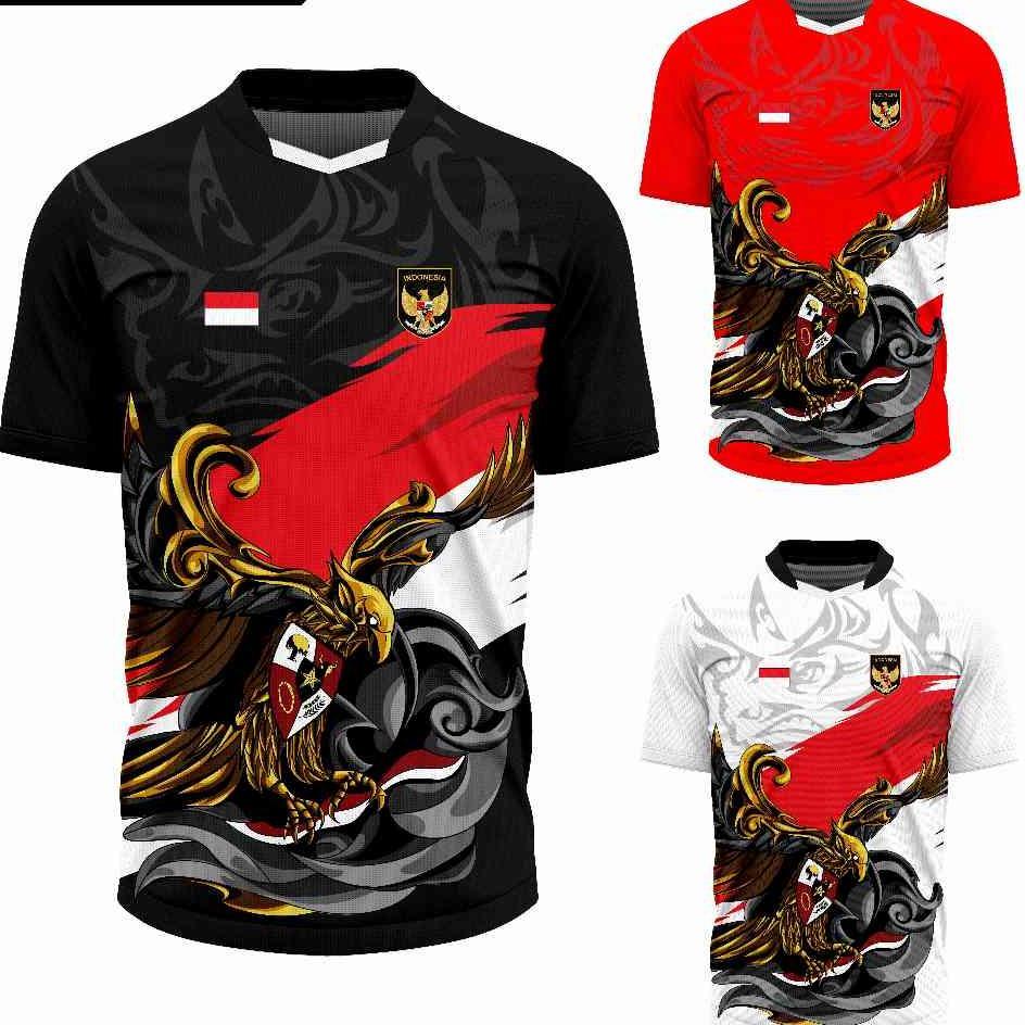 Jersey Olahraga Garuda Merah Putih Baju Futsal Kaos Voli Atasan Badminton Running