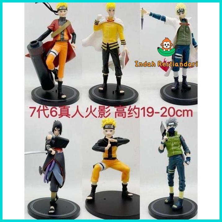 Action Figur Naruto Set 6 Pcs Hokage Ke 7 / Minato Namikaze /Itachi Sasuke / Hatake Kakashi