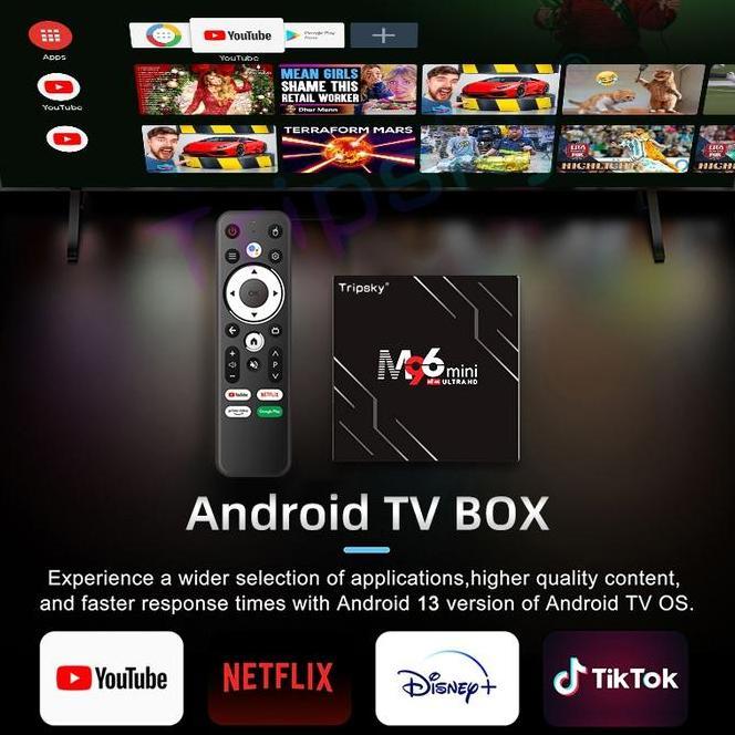 Tripsky M96 Mini Android Tv Box 2025 Set Box Tv Dital 4K Ram 2Gb Rom 16Gb Prosesor Amlogic S905 Wifi