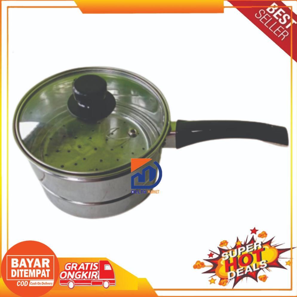 MLYo - Panci kukusan Steamer tutup kaca mini bahan Stainless steel