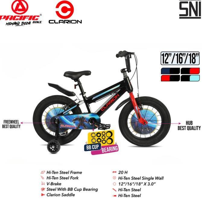 Pacific Bike Sepeda Bmx Anak Clarion 9923 Ban 3.0 Ukuran 121618