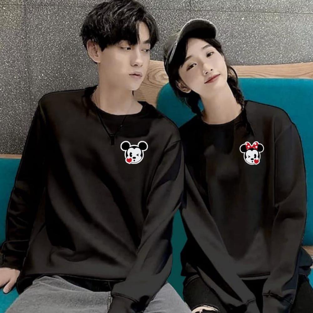 Baju Lengan Panjang Pasangan Couple Isi 2 Annira Edisi Mickey Mouse dan Minnie Mouse Kaos Distro Ker
