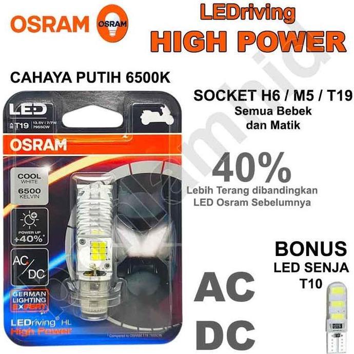 Lampu Motor LED OSRAM Honda Scoopy, Spacy, Revo, Blade 110, Supra X H6 M5 T19 AC/DC 7955