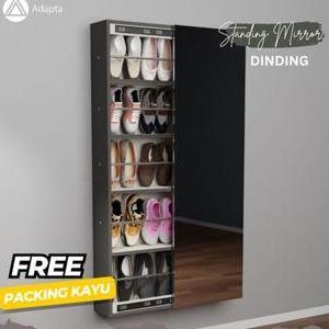 Adapta - Standing Mirror Rak Sepatu Dinding Minimalis - Lemari Rak Sepatu Cermin Full Body - ALFONSO