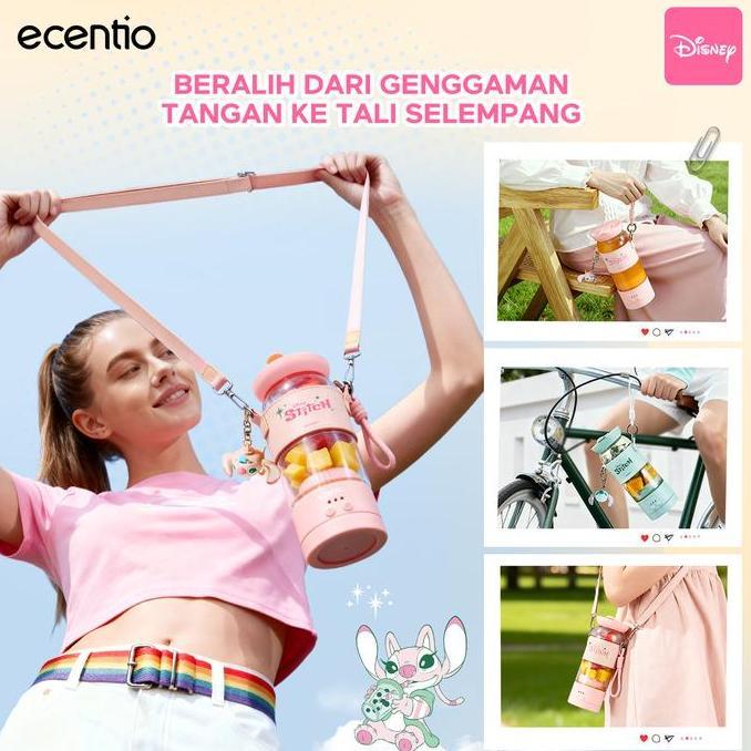 Bayugetroas - Ecentio X Disney Blender Portable Stitch 500Ml Kaca Food Grade Tebal Anti Bocor Batera