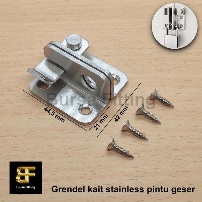Kunci pintu geser stainless steel / grendel kait pintu sliding / grendel kunci gembok / slot pintu g