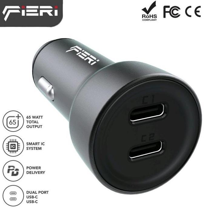 VENOMDAKAR7 - FIERI CHARGER MOBIL D1-X DUAL TYPE C 65 WATT PD QC FAST CHARGING