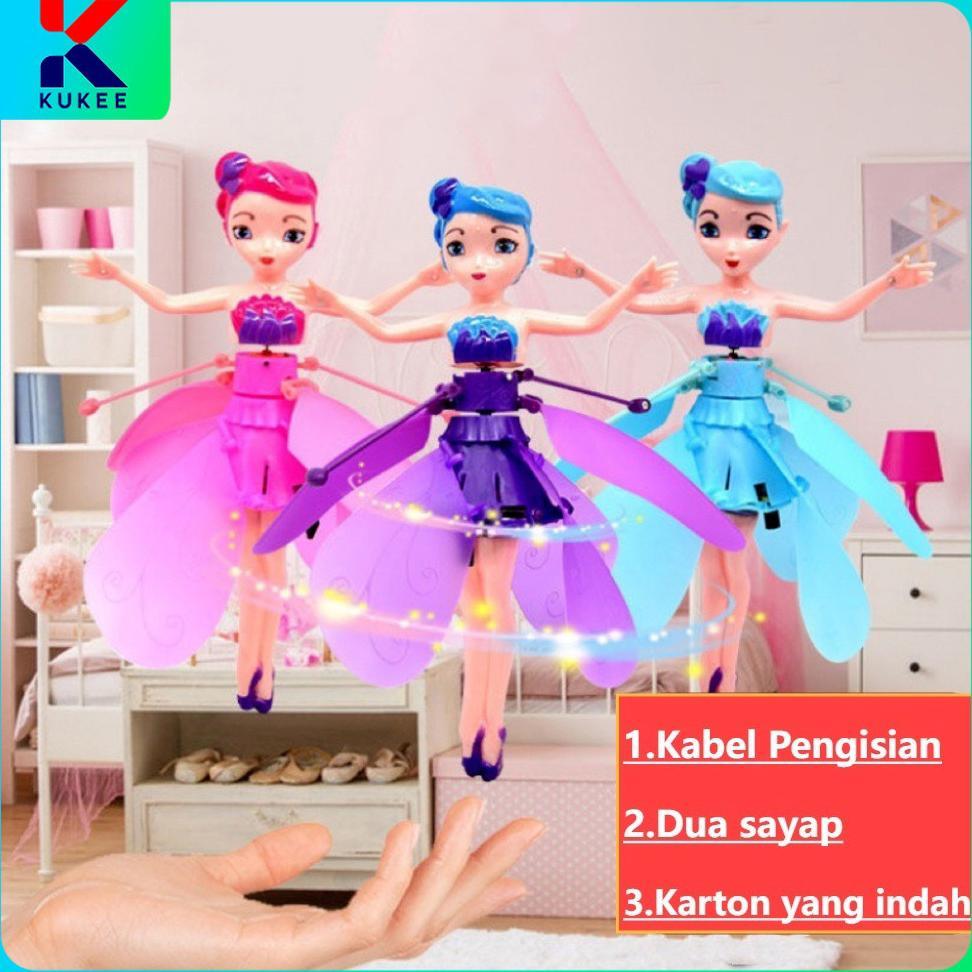 KUKEE Mainan Anak Mainan Peri Terbang Sensor Karakter Mainan Peri Terbang Sensor Tangan Mainan Peri 