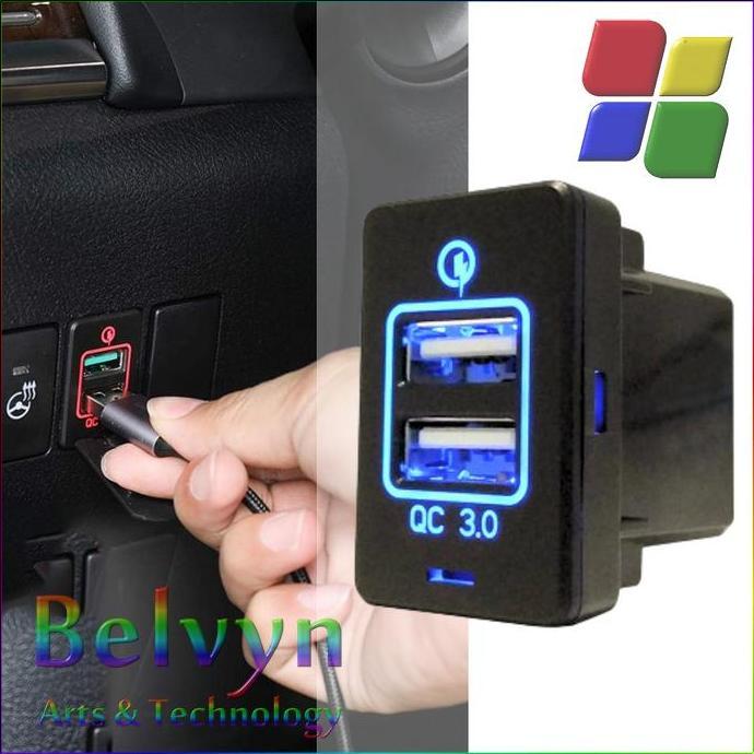 VENOMDAKAR7 - ADOREHER AD23 - CHARGER MOBIL DASHBOARD LED DUAL PORT USB 3.0 QUICK CHARGING FOR TOYOT