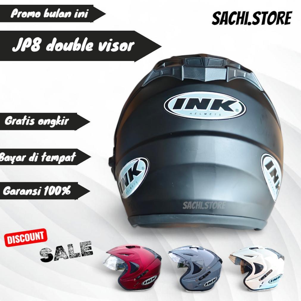 NEW HELM INK DOUBLE VISOR JP8 HELM SNI FREE STICKER / Helm jp8 Double Visor ( BUKAN INK ORI )