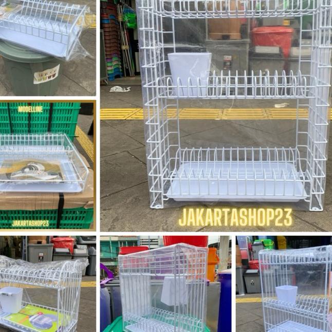 Modelline - Rak Piring Gelas Susun 3 + Tatakan + Tempat Sendok / Rak Piring Gantung / Rak Dapur / Ra