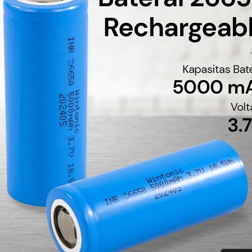 Baterai 26650 5000Mah  3.7V Untuk Senter Dll Bisa Di Isi Ulang - Baterai 26650 Bechargeaable