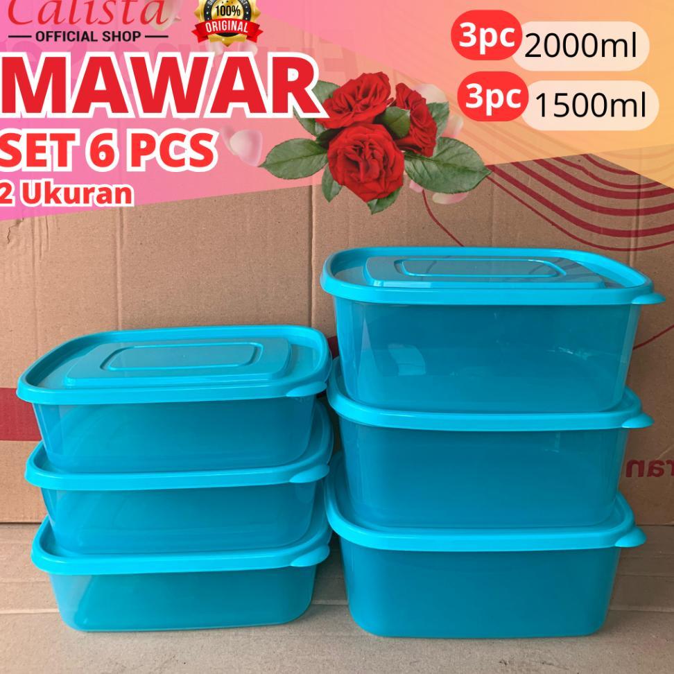 Calista Mawar Toples Set Isi 6 Pcs/Wadah Kotak Set/Penyimpanan Makanan Kulkas/Food Containet/ Wadah 