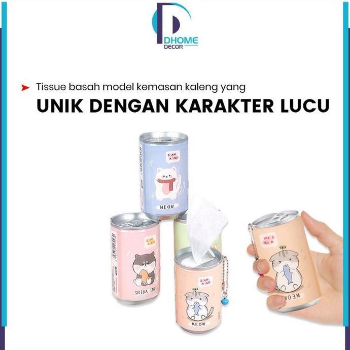 [COD] DH C792 Tissue Basah Kaleng Mini Korea Karakter Isi 30 Lembar Sekali Pakai Portable Praktis de