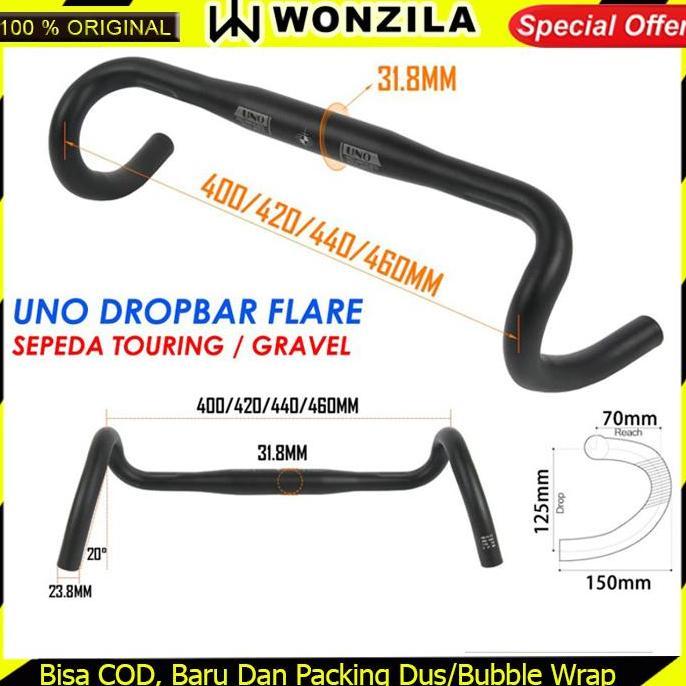 UNO FL12 Dropbar Flare Stang Sepeda Gravel Touring Roadbike Alloy