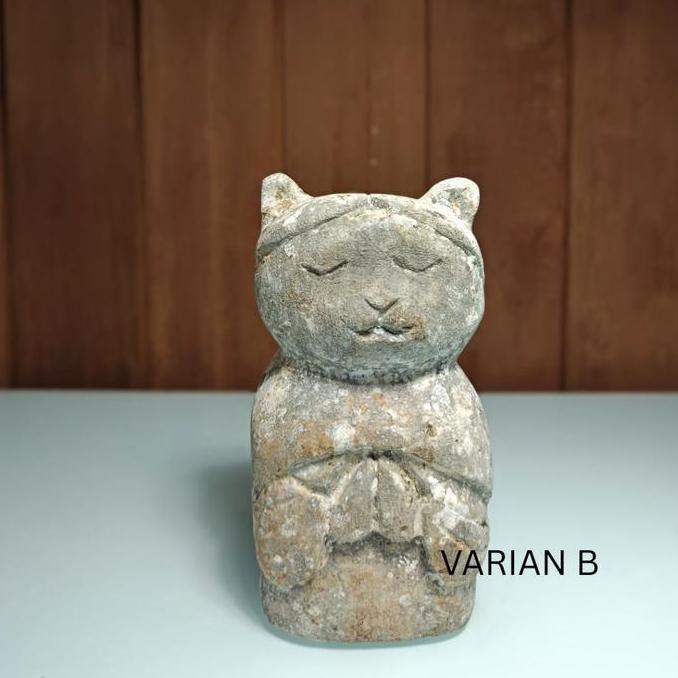 Leolle Bali Patung Batu Ukiran Handmade | Dekorasi Rumah Zen & Minimalis | Pajangan Meja Batu Alam P