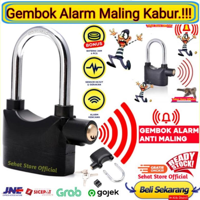 NEW KUNCI GEMBOK Alarm Bunyi Kuat Kunci Gembok Anti Maling Konci Alaram Pintu Rumah Pager Mobil Sepe