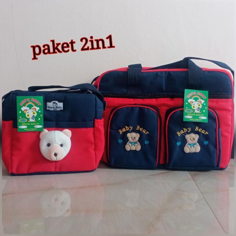 New Tas Bayi Besar Doubel Saku Gratis Tas Bayi Boneka Beruang