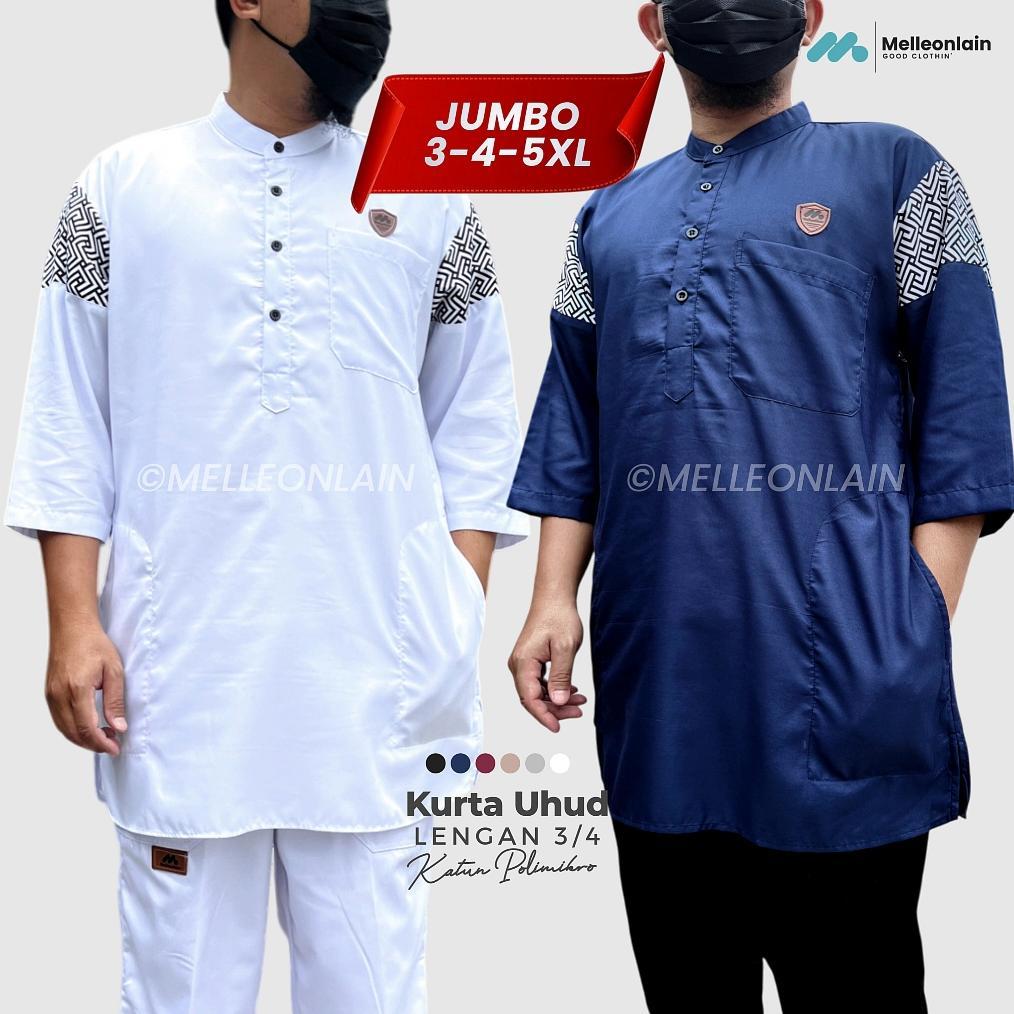 Best Seller Jumbo Kurta Uhud Lengan 3/4 Tiga Perempat Batik Baju Koko Muslim Sepaha Big Size Melleon