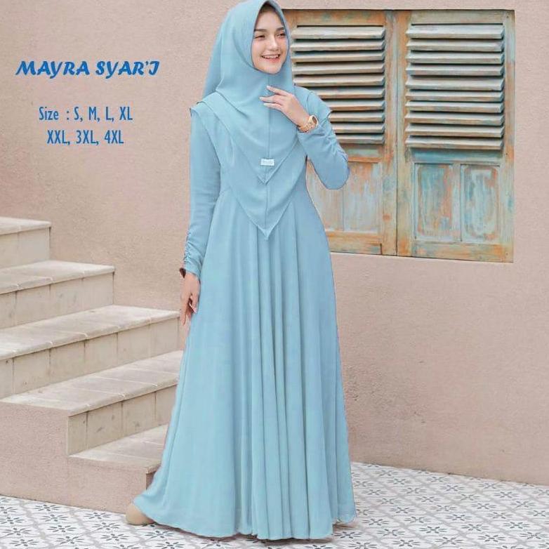 OFFICIAL GAMIS SYARI ADA 14 WARNA PLUS JILBAB 2 LAYER UKURAN M L XL XXL XXXL 4XL GAMIS MAYRA SYARI  
