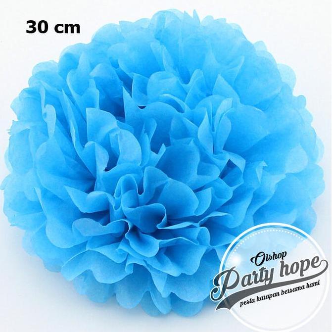 Pilihan- Pompom Kertas Biru Tua / Pompom Kertas 30 Cm / Tissue Paper / Pompom