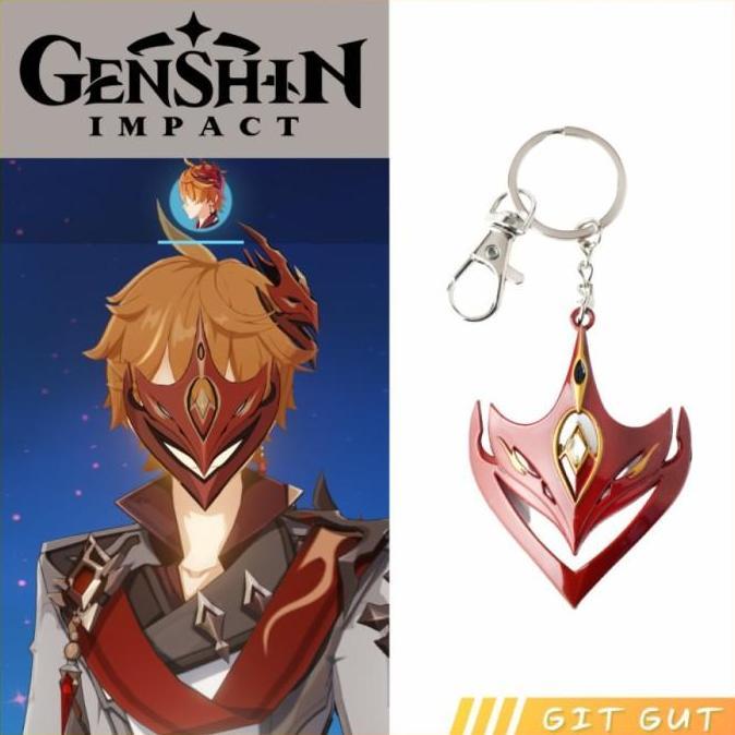 Keychain Gantungan Kunci Genshin Impact Tartaglia Childe Mask