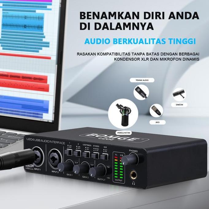Seller_Dopa - Bomge U204 Audio Interface Soundcard Usb Dengan Mikrofon Preamplifier Port Xlr/Tsr/Ts,