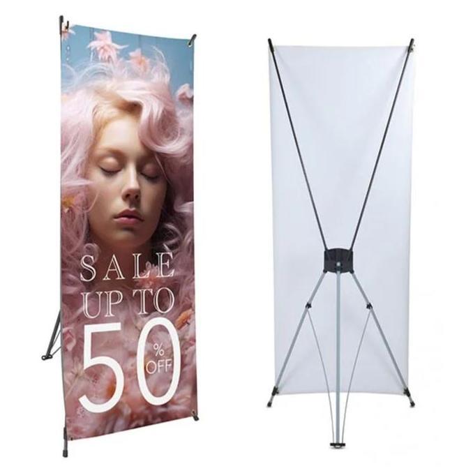 Pilihan- Y Banner 60X160 Stand Standing Banner Aluminium Full Besi Tebal & Tangkai Fiber Fleksibel U