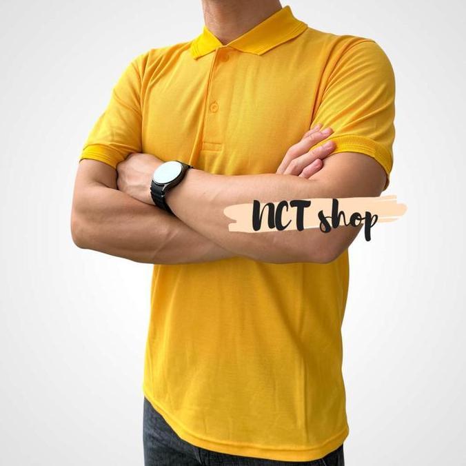 Men- Poloshirt Kuning / Kaos Kerah Polos Kombinasi