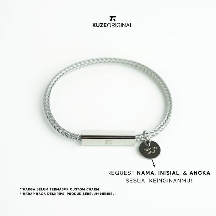 Cool- Kuze Gelang 316L Stainless Steel Collection-Berkley Bracelet Hitam & Silver Anti Karat Aman Ku