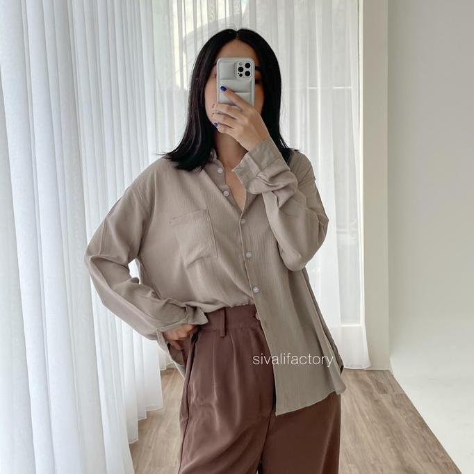 SIVALI Emily Shirt | Loose Oversize Shirt - Kemeja Wanita Flowy Bahan Jatuh - Atasan Wanita 977/988 