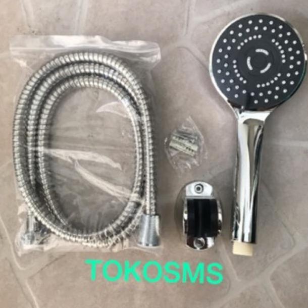 sower tangan 3 sistem hand shower bath shower mandi komplit selang  Selang Plastik