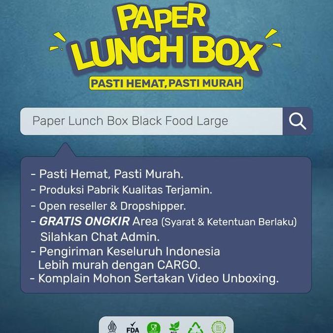 Dispo- [50 Pcs] Paper Lunch Box Large Tebal 325 Gsm / Kotak Take Ay / Lunch Box Paper L / Lb2K424