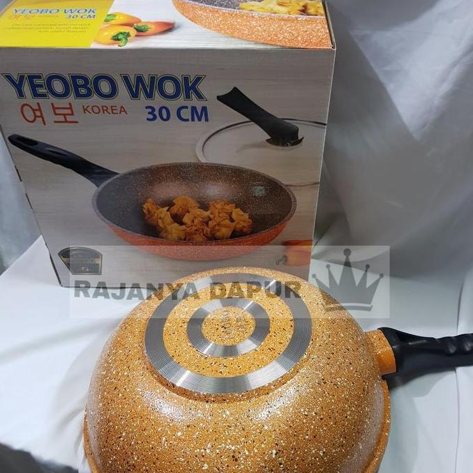 curahcuhan Wok pan yeobo - korea pan - wajan panci marbel yeobo wok 30 cm - waj Diskon