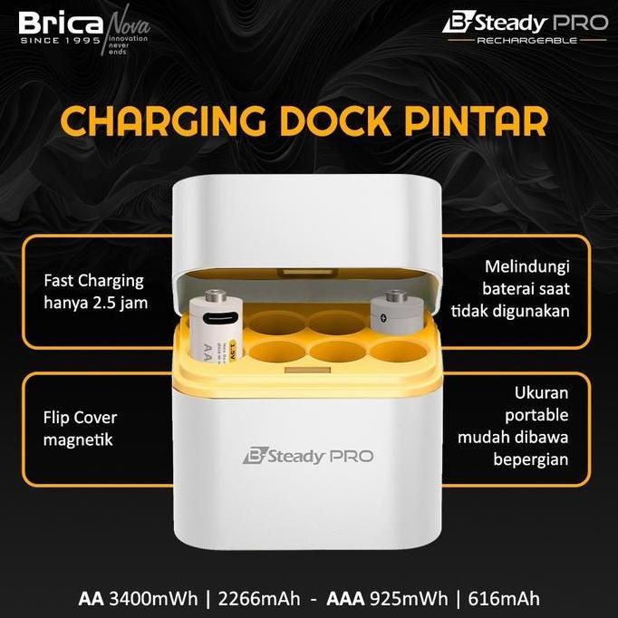 Brica B-Steady PRO Rechargeable Battery with Charger Dock 1.5V AA AAA - Battery AA / AAA Rechargeabl