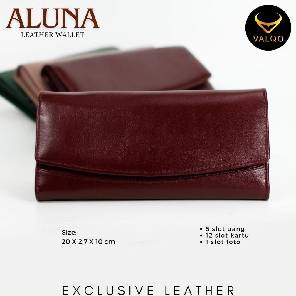 100% aman valqo aluna dompet kulit kulit sapi dompet wanita perempuan dompet panjang dompet kartu