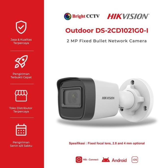 Var- Hikvision Kamera Ip 2Mp Ds-2Cd1G0_I Outdoor Bullet 20M Ir Exir 1920X1080 30Fps Resolusi Tinggi 