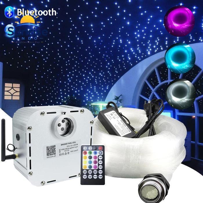 Kit Lampu Langit-Langit Bintang Serat Optik RGB 32W dengan Kabel Serat Optik Campuran untuk Mobil, L